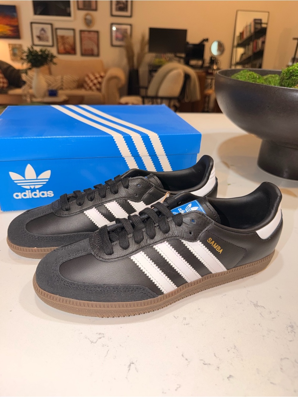adidas Women’s Samba Black White with Gum Sole